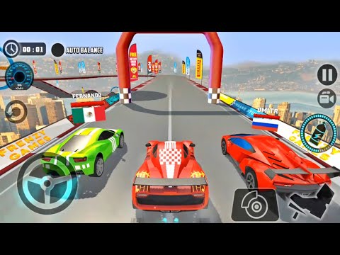 Impossible Car Tracks 3D - Red Car Driving Multiplayer Mode - Android Gameplay Walkthrough