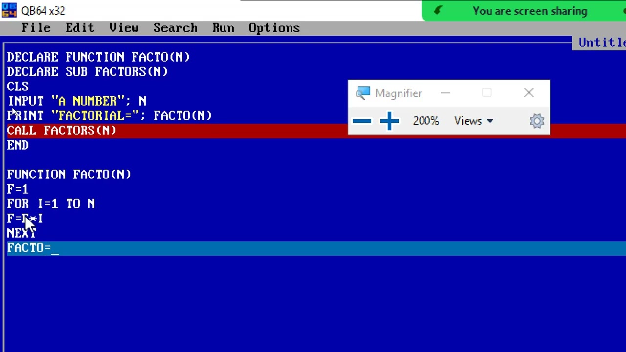 FUNCTION & SUB Procedure in QBASIC for SEE