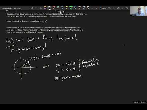 Math 1207-R03 Lecture 22 - Intro to Parametric Curves and Parametrization