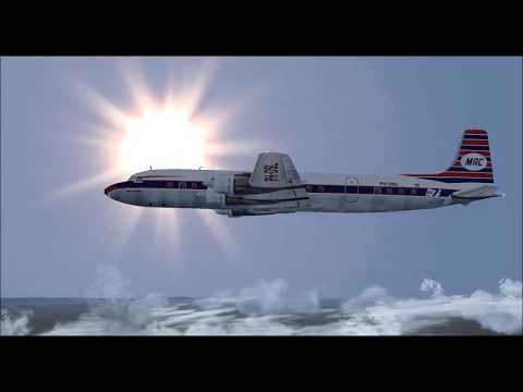 DOUGLAS DC 7C SEVEN SEAS MARTINAIR LANDING AT MUNICH INTL AIRPORT FS9 HD