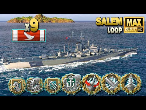 Cruiser Salem: 9 ships destroyed on map Loop - World of Warships