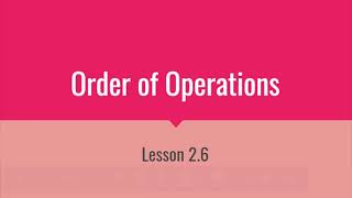 Order of Operations