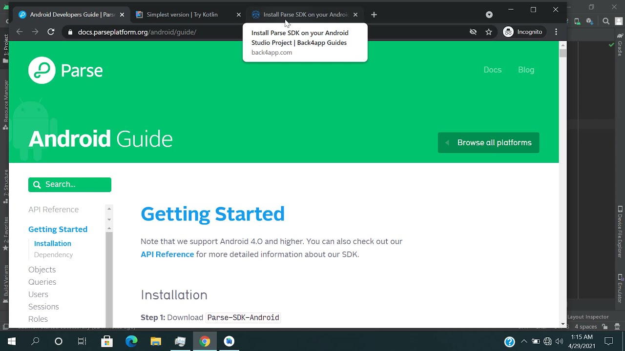 Installing & setting up Parse-SDK for Android