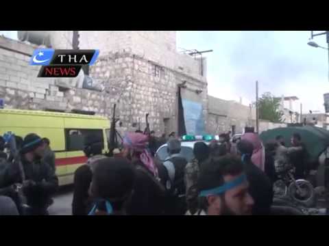 توجه عناصر لوء السلطان محمد الفاتح لعملية السيطرة على مشفى الكندي في مدينة حلب