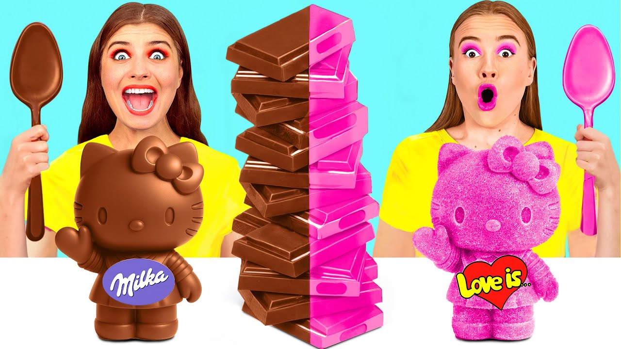 風船ガムvsチョコレートフードチャレンジ | 食用の戦い BaRaFun Gold Challenge