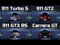911 Turbo S Vs 911 GT2 Vs 911 GT3 RS Vs Carrera GT Need For Speed Carbon Drag Race