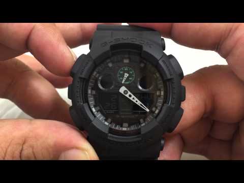 Casio GSHOCK Military GA100MB-1A REVIEW | How To Set Time | LIGHT DISPLAY