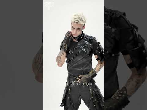 Male Cyberpunk Faux Leather Harness Vest with Buckles