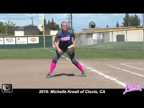 2019 Michelle Kroell Power Hitting Pitcher and 1st Base Softball Skills Video