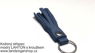 Kožený střapec modrý "LAHTON" s kroužkem