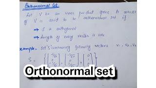 Orthonormal Set || Linear algebra || Urdu/Hindi