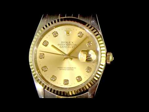 Men's 18k Yellow Gold/Stainless Steel Rolex Datejust Automatic Wristwatch with Diamond Dial