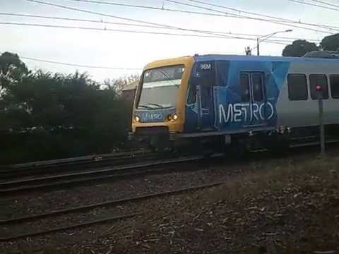 X'trapolis 56M  Passes siding at Mitcham Station . Last day it was there