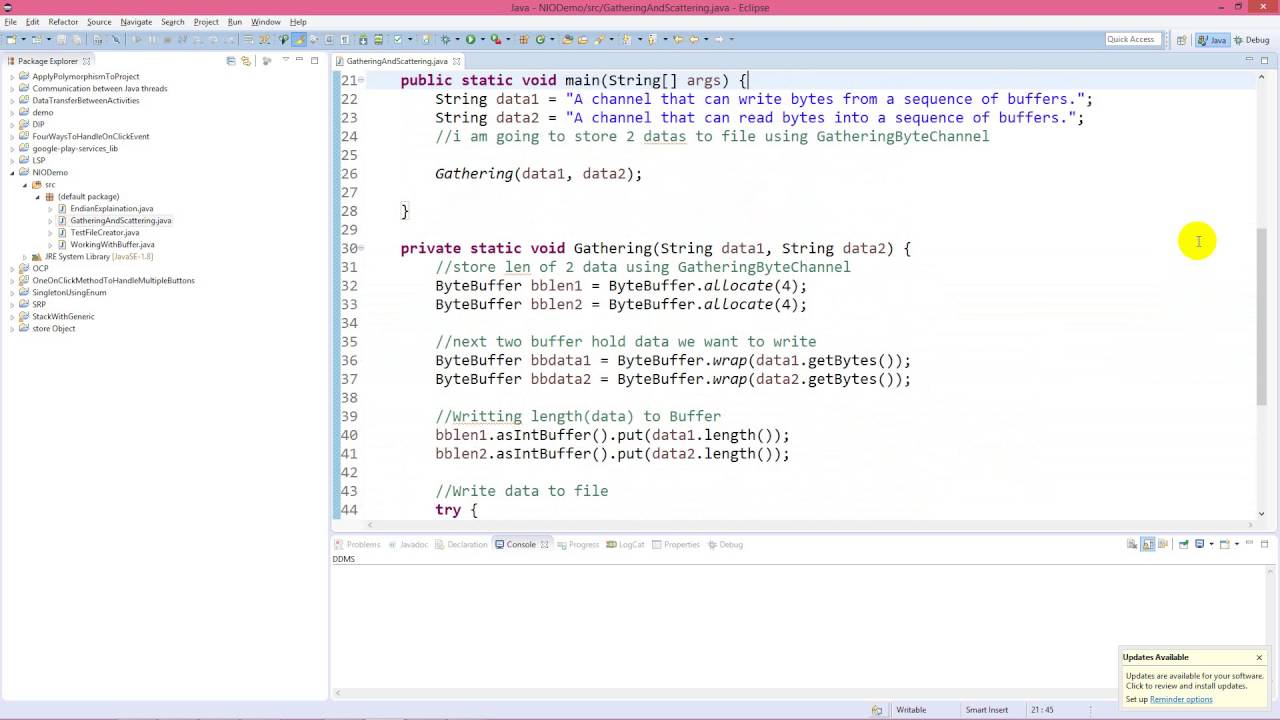 Java NIO: Gathering and scattering