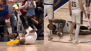 LBJ EXHAUSTED! COLLAPSES & IN PAIN AFTER NIKOLA JOKIC GETS BASKET & DUNKS OVER HIM!