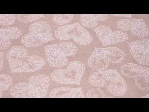 Dekostoff Ottoman Baumwoll-Mischgewebe Gorse Ornament-Herzen natur weiß 1,40m Breite