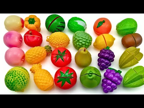 Befriedigendes Video | Schneiden von Plastik-Orange-Birnen-Tomaten-Ananas | Obst und Gemüse ASMR