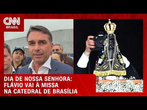 Confira Flávio Bolsonaro em missa no dia de Nossa Senhora Aparecida | LIVE CNN