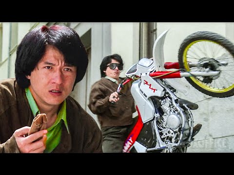 Jackie Chan's spectacular bike stunt VS 7 cars | Armour of God 2: Operation Condor | CLIP