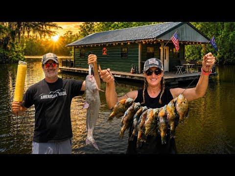 Louisiana Houseboat Adventures! Catfish & Bluegill Bite Was ON!