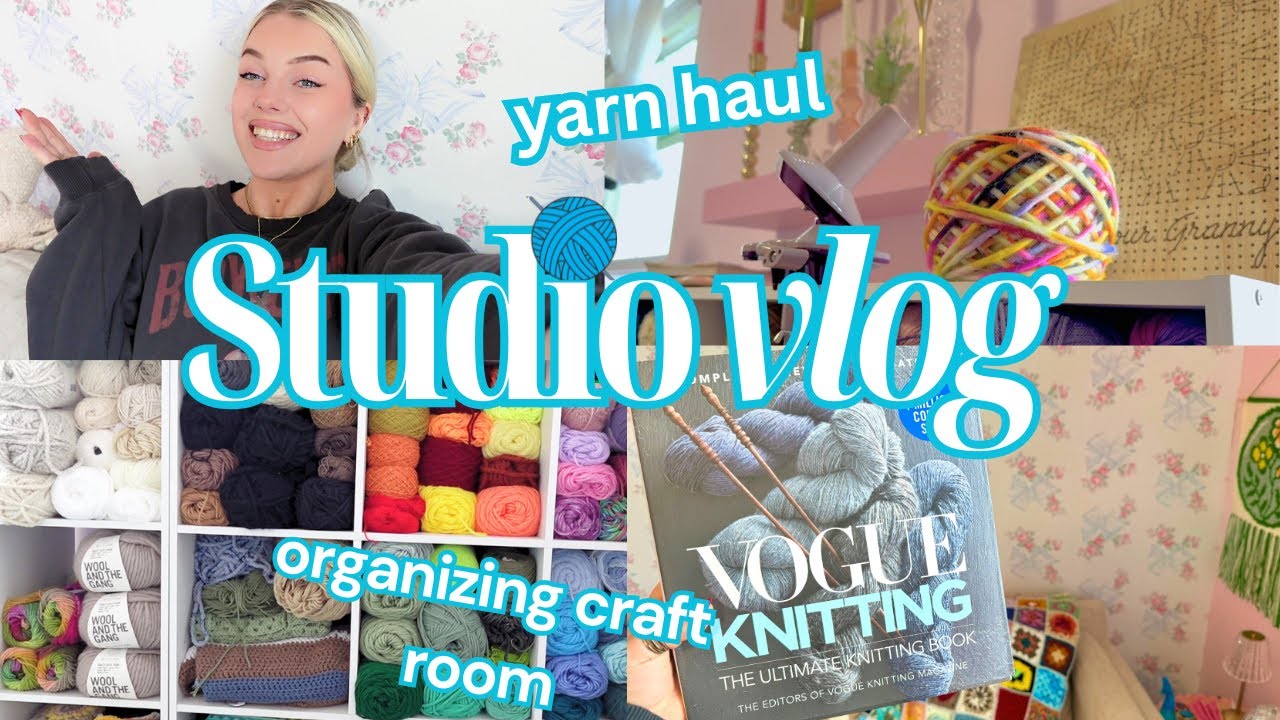 Crochet with me / Studio Vlog - Yarn Haul, Vogue Knitting, and organizing my craft room