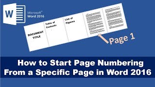 How to Start Page Numbering From a Specific Page in Word 2016