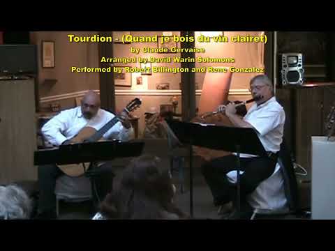 Tourdion (Quand je bois du vin clairet) by Claude Gervaise arranged/variations for flute and guitar