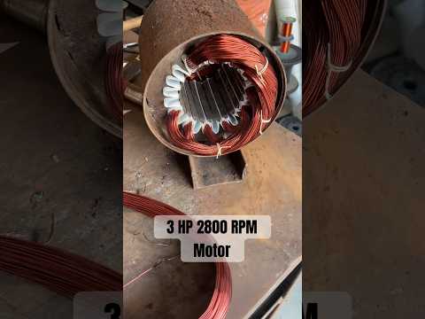 3 HP 2800 RPM motor 1-10 pitch 3 phase motor #winding #motor #electrical #shorts