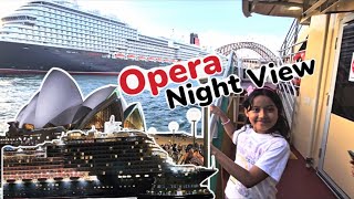 Night view sydney harbour bridge, Opera house, queen anne ship
