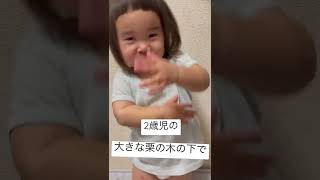 2歳児の大きな栗の木の下で