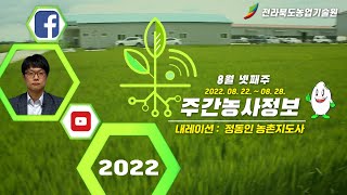 [ 주간농사정보 ] 8월 넷째주 (2022. 08. 22. ~ 2022. 08. 28.)