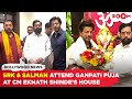 Shah Rukh Khan Salman Khan Attend Ganpati Puja At CM Eknath Shinde S House Pose Together