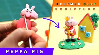 Sculpting peppa pig family Diorama with polymer clay, the full figure action process