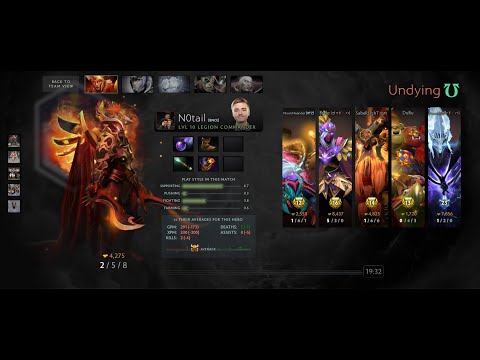 DOTA 2 - TI 10: OG.N0tail position 5 Legion Commander vs Undying