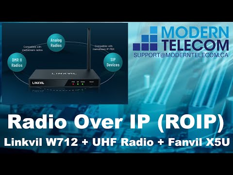Modern Telecom ROIP Radio over IP Demonstration using Linkvil W712, Fanvil X5U and UHF Radios