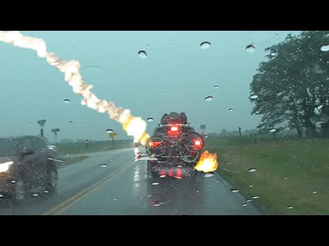 Lightning Strikes a Moving Car