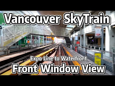 ⁴ᴷ⁶⁰ Vancouver SkyTrain Front Window View - Expo Line to Waterfront