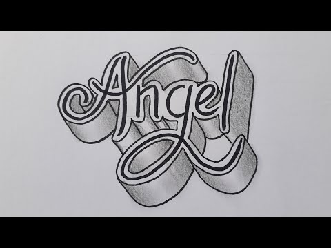 3d Drawing Name Angel For Beginners Easy / How To Draw Calligraphy On Paper / Write Art