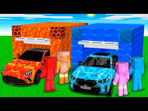 Coche de LAVA vs Coche de AGUA en Minecraft!