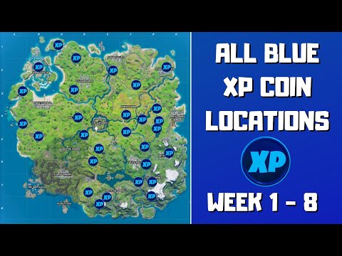 All 29 Blue XP Coins Locations in Fortnite (week 1-8)! - Blue is Better Punch Card
