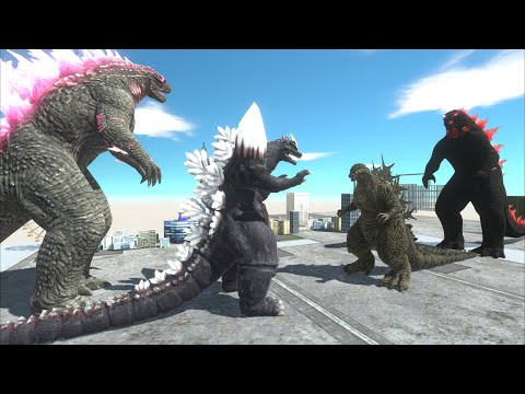 Space Godzilla team up with Evolved Godzilla fight against the power of Dark Godzilla