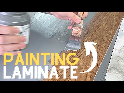 Yes, you CAN paint LAMINATE FURNITURE! Mid Century Style Dresser Makeover