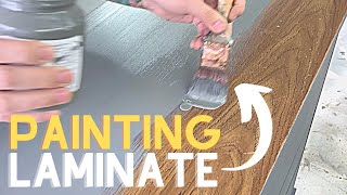 Yes, you CAN paint LAMINATE FURNITURE! Mid Century Style Dresser Makeover