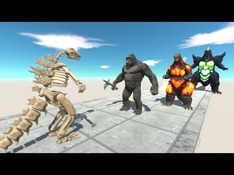 GODZILLA SKELETON DEATH RUN VS GODZILLA 2014 VS KING KONG - Animal Revolt Battle Simulator