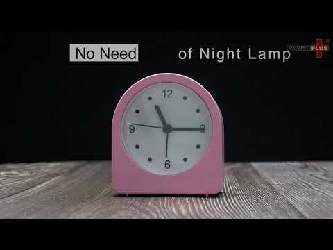 Night lamp clock with alarm and super sweep movement, rechar...