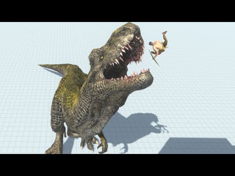Slow Motion Giant T-Rex Eats Feeds - Animal Revolt Battle Simulator (ARBS)