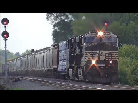 NS 8057 Leads a Manifest through Butler, IN