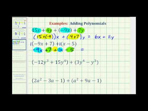 Ex: Adding Polynomials | Math Help from Arithmetic through Calculus and ...