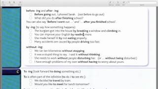 Preposition + -ing