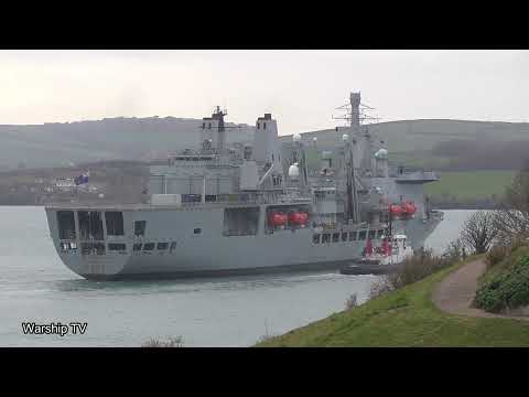 RFA FORT VICTORIA A387 ENTERS DEVONPORT NAVAL BASE FROM MOUNT WISE - 17th March 2022